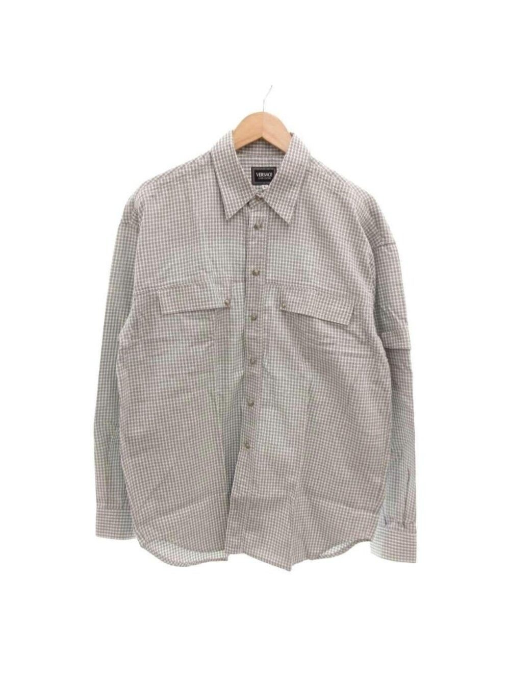 Versace Jeans Couture Shirt Plaid Medusa Long Sleeve All Over Pattern Silver